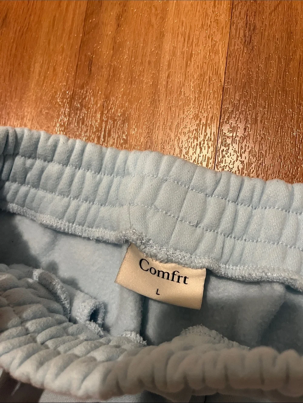 Women's Straight Leg SweatPants in Light Pastel Blue with Elastic Waist - Picture 2 of 4